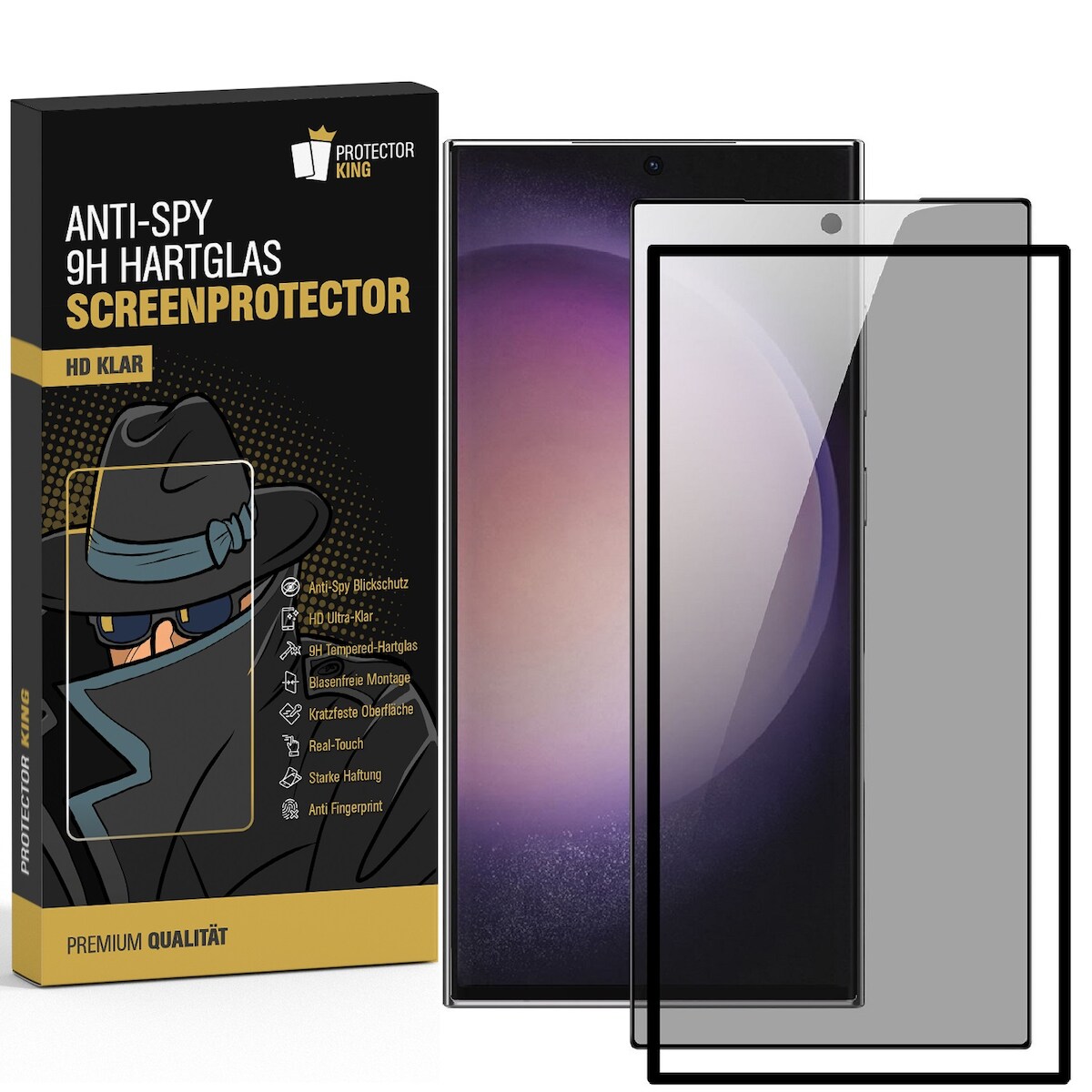 3x Blickschutz 9H Panzerglas für Samsung Galaxy S24 Ultra Anti-Spy Montagehilfe Displayschutz Schutzglas Schutzfolie Tempered Glass Screen-Protector