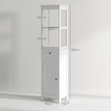 thumbnail of HOMCOM columna de baño mueble de baño con cajón puerta estante ajustable y 2 compartimientos armario de baño moderno 40x30x165 cm blanco