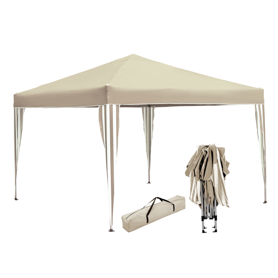 Tarrington House Pavilhão pop-up BLUE CREEK, aço/ poliéster, 3 x 3 m, prateado/ branco areia