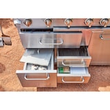 thumbnail of METRO PROFESSIONAL 4 hoofd- en zijbranders gasgrill, 182 x 66 x 125 cm, inclusief zijtafels, verrijdbaar, met remmen,  roestvrij staal, zilver