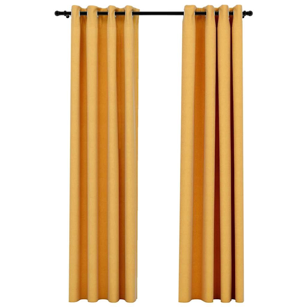 vidaXL Verdunkelungsvorhänge Ösen Leinenoptik 2 Stk. Gelb 140x225 cm