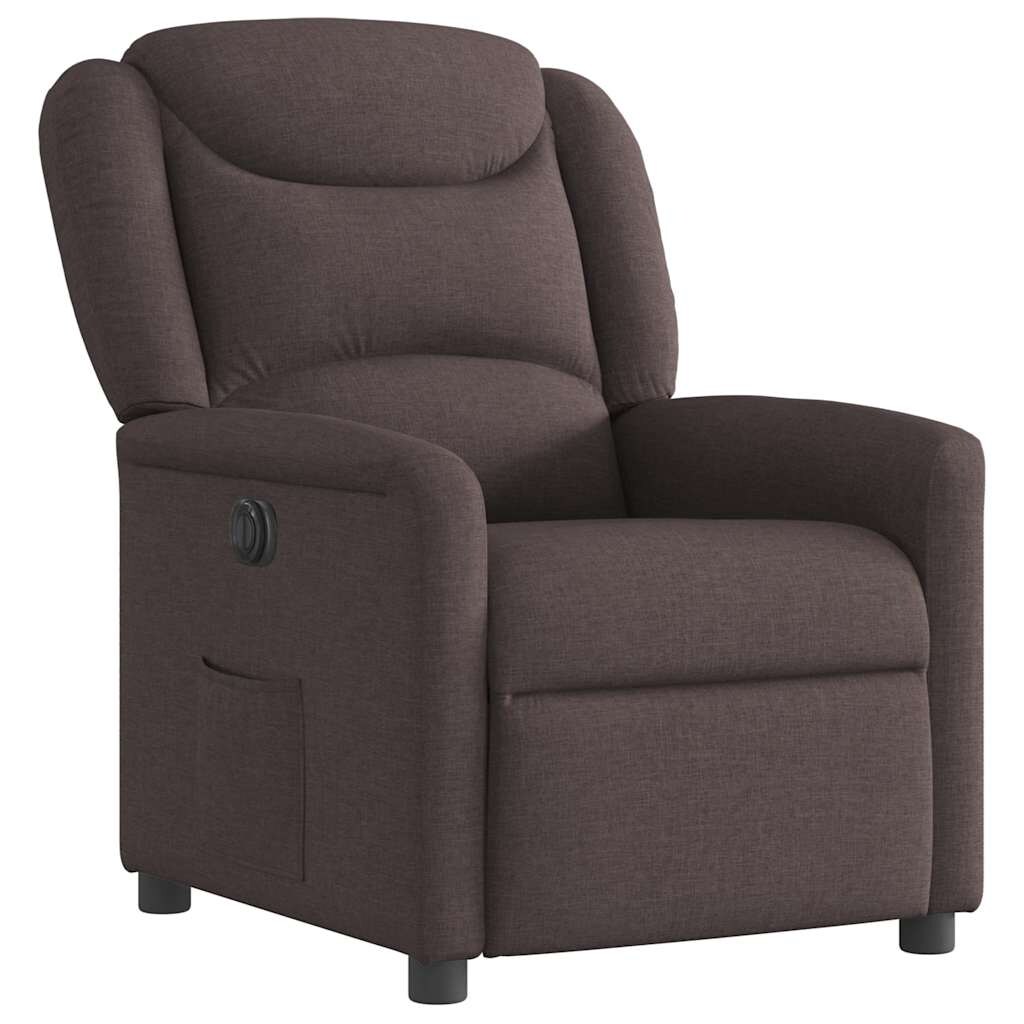 Fauteuil inclinable électrique Marron foncé Tissu Modèle Mervella
