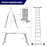 thumbnail of PROREGAL Sprossen-Mehrzweckleiter MULTISTEP mit Gerüstplattform, 4-teilig Aluminiumleiter, 4x3 Sprossen, bis zu 3,5 m Höhe, Traglast 150kg