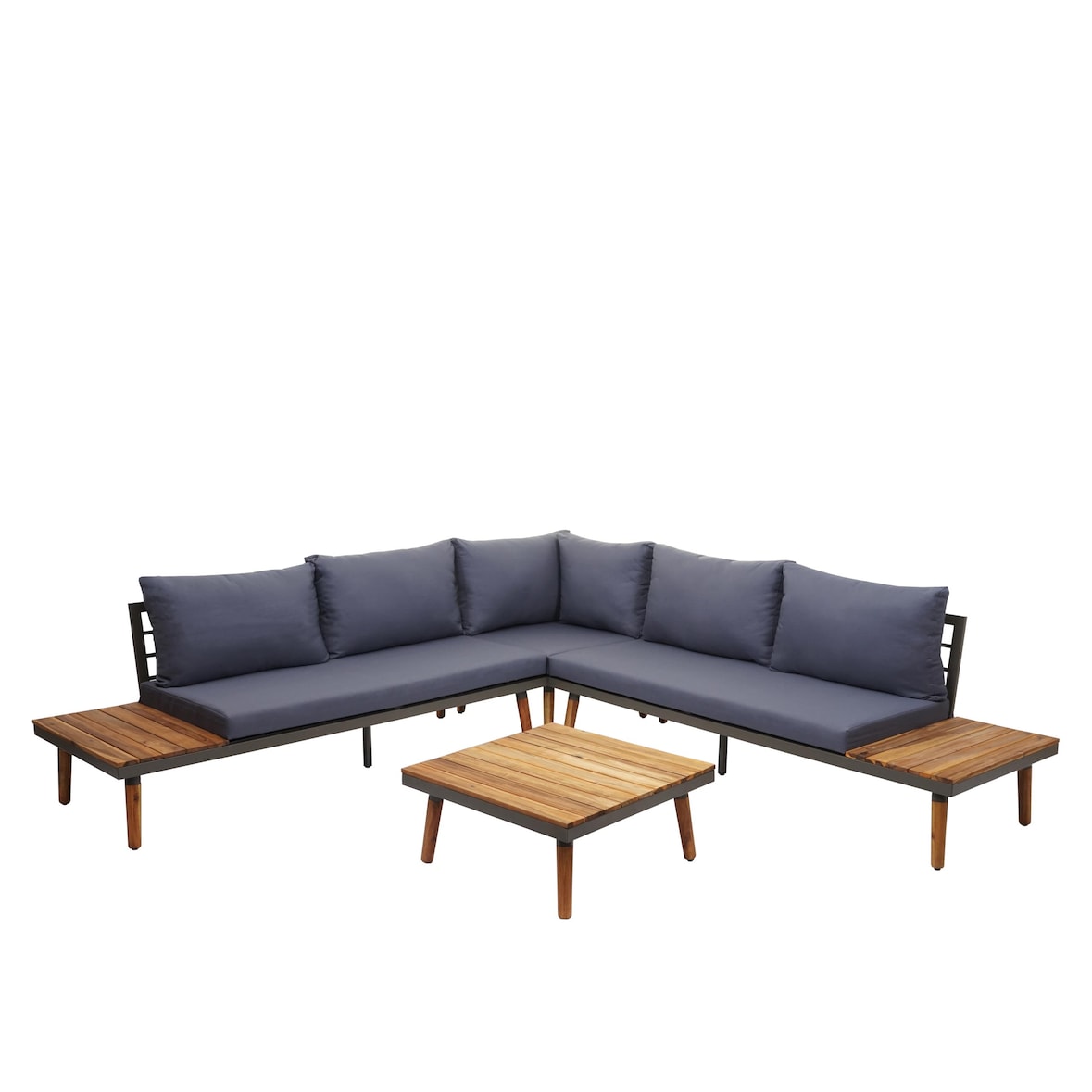 Garten-Garnitur HWC-E97, Garnitur Sitzgruppe Lounge-Set Sofa, Akazie Holz MVG-zertifiziert, grau