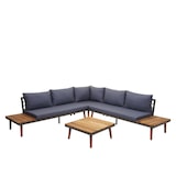 thumbnail of Garten-Garnitur HWC-E97, Garnitur Sitzgruppe Lounge-Set Sofa, Akazie Holz MVG-zertifiziert, grau