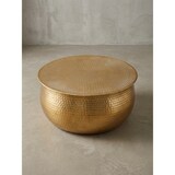 thumbnail of Couchtisch 60x30,5x60 cm Aluminium Gold Beistelltisch orientalisch rund, Flacher Hammerschlag Sofatisch Metall, Design Wohnzimmertisch modern,