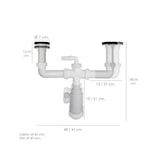 thumbnail of Sifon Doble Con Valvula Extensible 1-1/2" Con Sumideros De Ø 70 mm. Sifon Fregadero Cocina, Sifon Evacuación