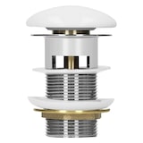 thumbnail of ML-Design Universal Ablaufgarnitur 1 1/4" mit Überlauf – Pop-Up, Keramikdeckel Weiß/Edelstahl, inkl. Dichtungen