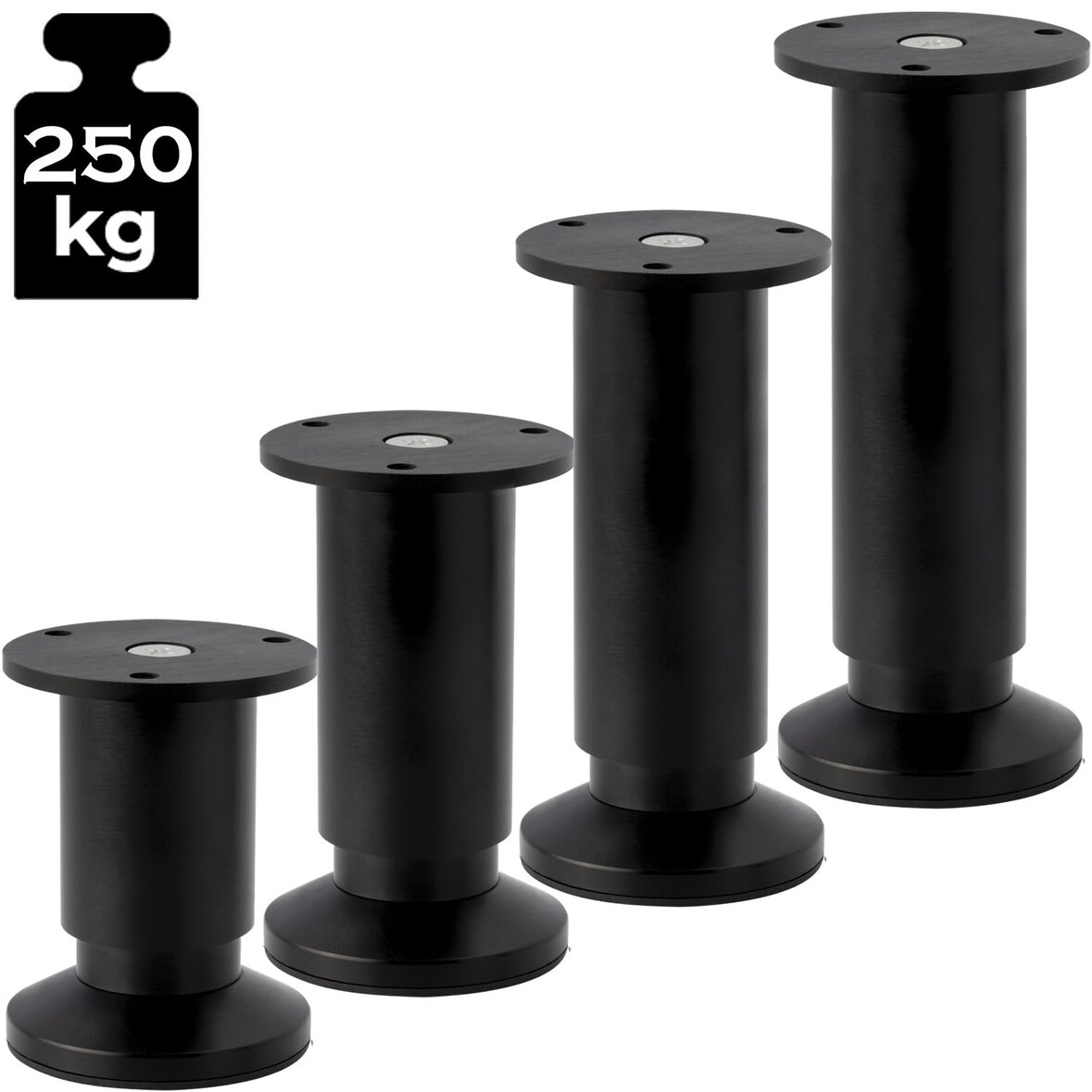 Möbelfüße verstellbar Sofafuß Möbelbeine SCHWARZ MATT Höhe 10 cm 38 mm belastbar bis 250 KG Sofa