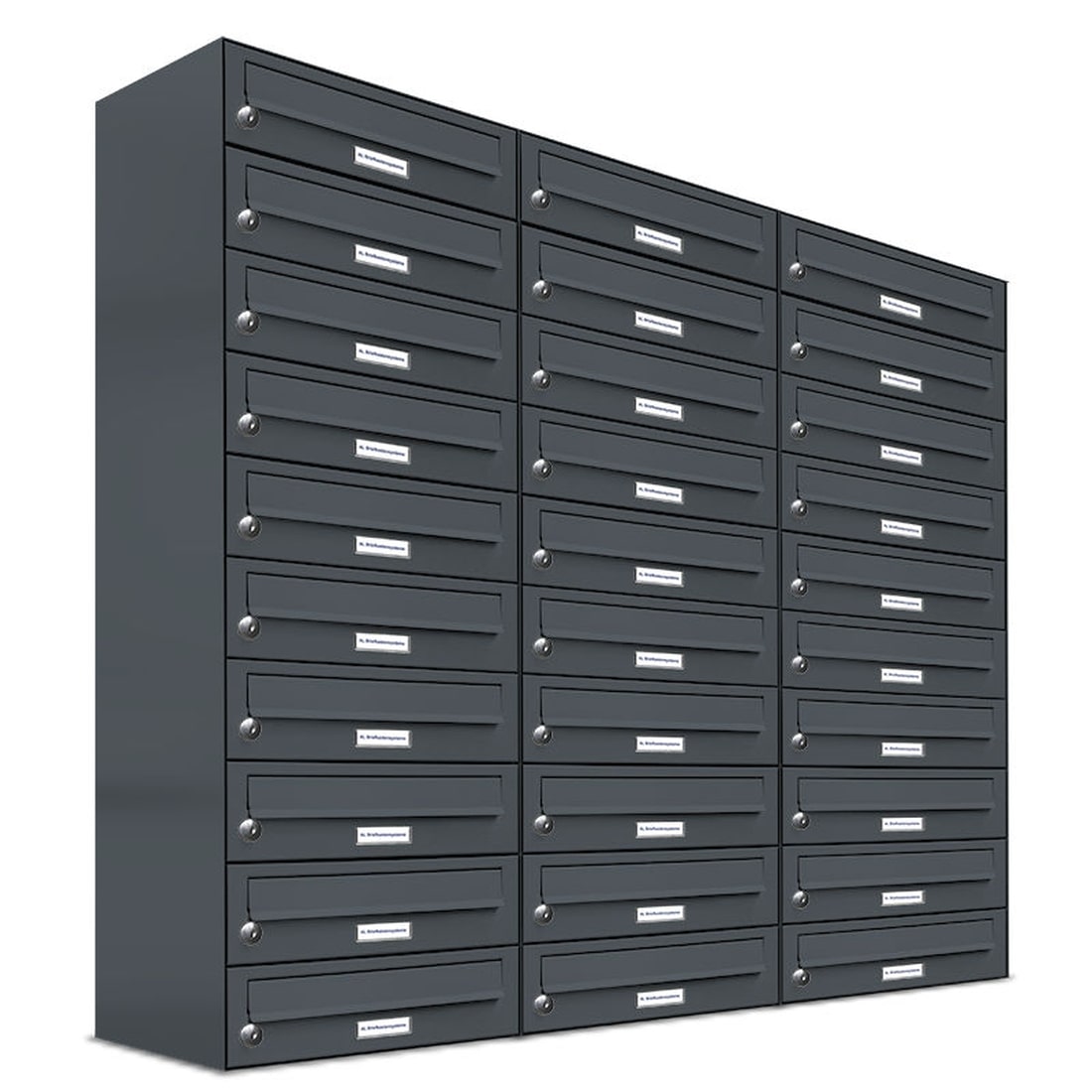 AL Briefkastensysteme 30 Fächer Premium Wand Briefkasten Anlage in RAL 7016 Anthrazit Grau, Post A4, robust, wetterfest, Artikelnummer: 132P30EA3P7016