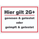 thumbnail of Hier gilt 2G Plus Hinweis Aufkleber mit Text A1 (594x841mm)