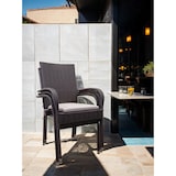 thumbnail of METRO PROFESSIONAL Cadeira de exterior empilhável Mohim,com braços e almofada, rattan PE, preto