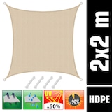thumbnail of UV Sonnensegel 2x2 m HDPE Quadrat Sonnenschutz Überdachung Garten Balkon Beige