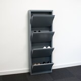 thumbnail of Pisa Schuhschrank mit 12 Klappen/Türen in Metall grau. Fertig montiert geliefert.