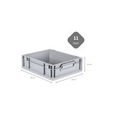 thumbnail of PROREGAL 16x Eurobox NextGen Grip mit Scharnierdeckel & grünen Verschlüssen | HxBxT 12x30x40cm | 11 Liter | Griffe geschlossen | Glatter Boden
