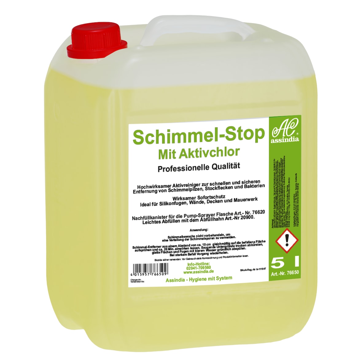 Assindia Schimmel-Stop Schimmelentferner Aktivchlor 5l