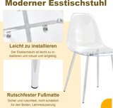 thumbnail of Standard-Esszimmerstühle 4er-Set aus Kunststoff und Metall, transparent/silberfarben, 44x36x83 cm, mit rutschfesten Füßen