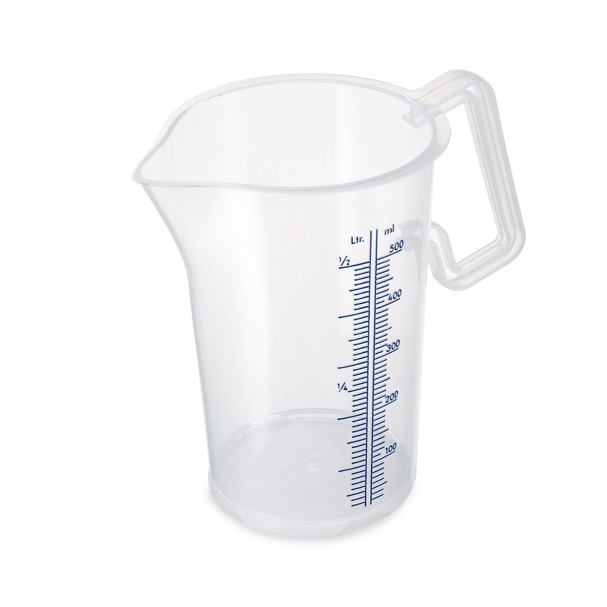 thermohauser maatbeker met gesloten handvat, 500 ml, kunststof PP, blauwe schaalverdeling en milliliters