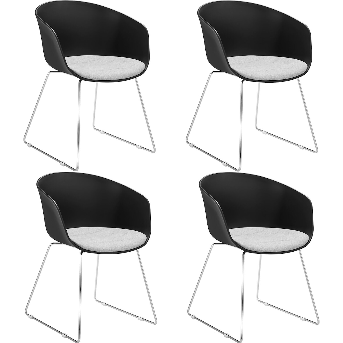 tectake Kunststof eetkamerstoel Logart, gestoffeerd - Set van 4 - 405450