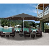 thumbnail of Parasol Meran II, marktparasol, Ø 5m polyester/aluminium stok wit 28kg ~ antraciet met voet