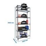 thumbnail of SimonRack Metallregal, 2500x1200x300 mm, 6 Ebenen, Metallboden, 200 kg Biegepunkt, Anthrazit/Weiss - Simonclick