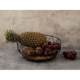 thumbnail of Obstschale Set 2x Brotkorb Obstkorb rund ø 28 H 10 cm Metall schwarz mit Holzboden massiv