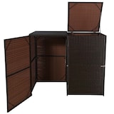 thumbnail of 2er-Mülltonnenverkleidung HWC-E25, Mülltonnenbox Mülltonnenabdeckung, Poly-Rattan 2x120l ~ braun