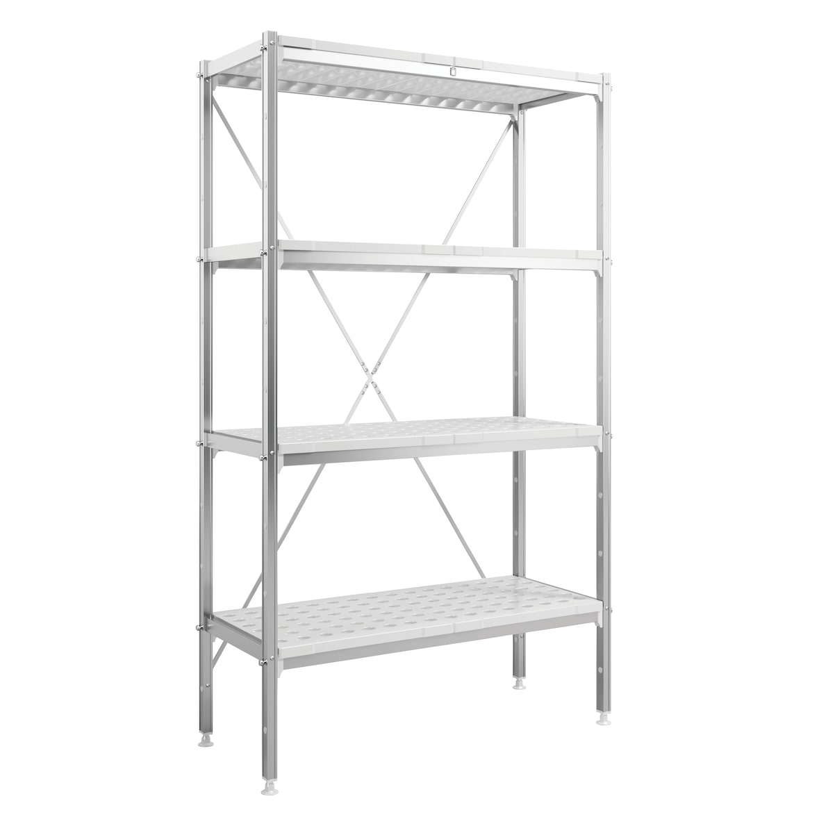 METRO Professional Scaffalatura GAR1100, alluminio / polipropilene, 99.2 x 41.5 x 168.5 cm, argento