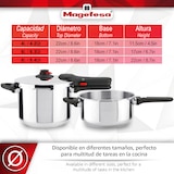 thumbnail of MAGEFESA EASYCLICK Olla a Presión Súper Rápida de 8 Litros Fabricada en Acero Inoxidable 18/10, Con Mango Ergonómico y Compatibilidad con Inducción