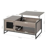 thumbnail of COSTWAY Tavolino regolabile in altezza, tavolino a 2 ripiani con spazio contenitore nascosto e ante