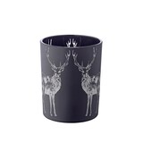 thumbnail of Teelichtglas Tiu (Höhe 13 cm), schwarz, Hirsch-Motiv