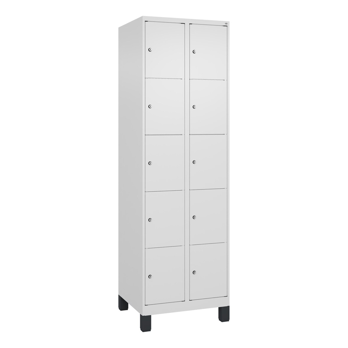 C+P Schließfachschrank Classic PLUS, Füße, 2 Abteile, 1950x600x500mm, 9016/9016
