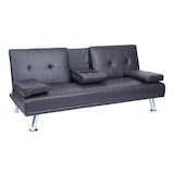 thumbnail of Décoshop26 - Dreisitzer-Schlafsofa mit ausklappbaren Getränkehaltern verstellbarer Rückenlehne 166 x 97 cm braunes Kunstleder 04_0010967