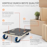 thumbnail of ECD Germany Transportroller 40x60 cm mit Feststellbremse, bis 800 kg, Siebdruckplatte & PP-Räder, Möbelroller Rollbrett Transporthilfe für Umzug