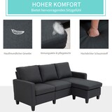 thumbnail of Kombinationssofa Leinen Dunkelgrau 197x139x91 cm, 3-Sitzer mit wendbarer Chaiselongue