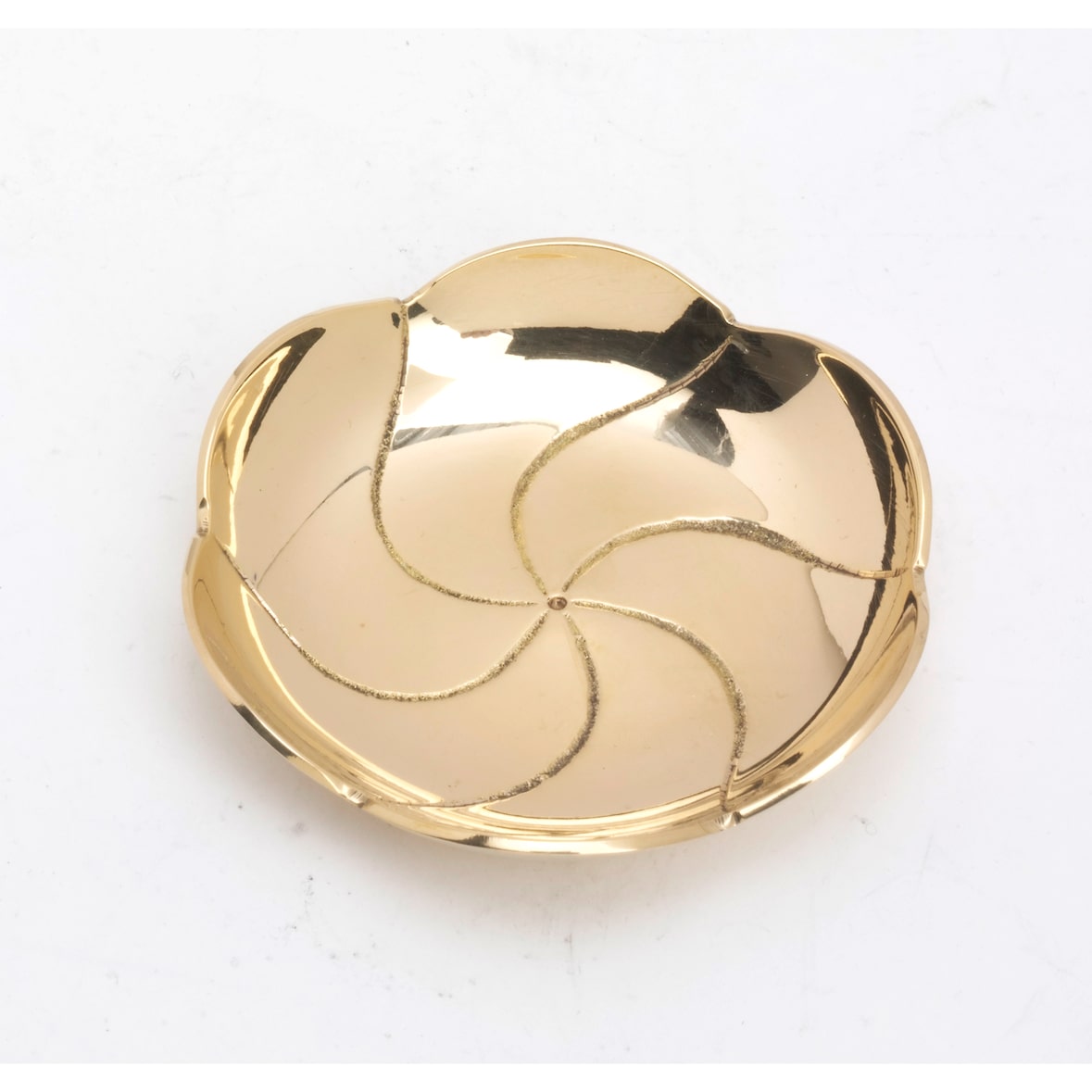 Kerzenteller, Kerzenschale, Lotusblume, Messing Gold poliert Ø 8 cm