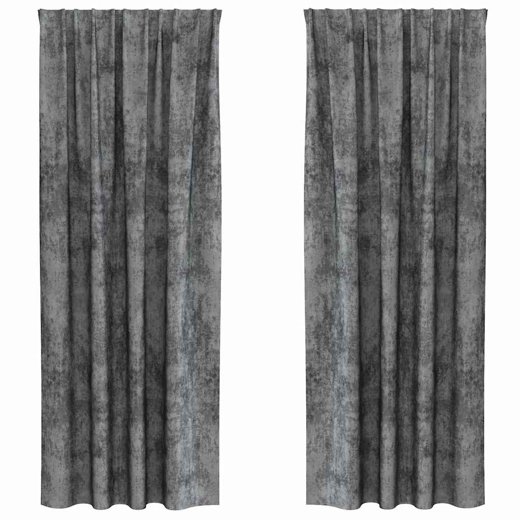 vidaXL Velvet Gordijnen met gordijnen 2 pcs Grijs 245 x 140 cm Fluweel
