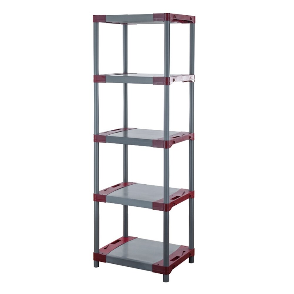 PROREGAL Kunststoffregal GREY BEAR Tall, HxBxT 180x70x46cm, Fachlast 120kg, Grau-Rot Kunststoff-Regal Euro-Regal Stecksystem Lagerregal