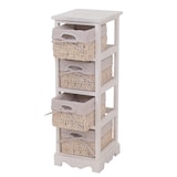 thumbnail of Scaffale cassettiera con 4 ceste shabby vintage legno di paulonia 28x25x74cm bianco