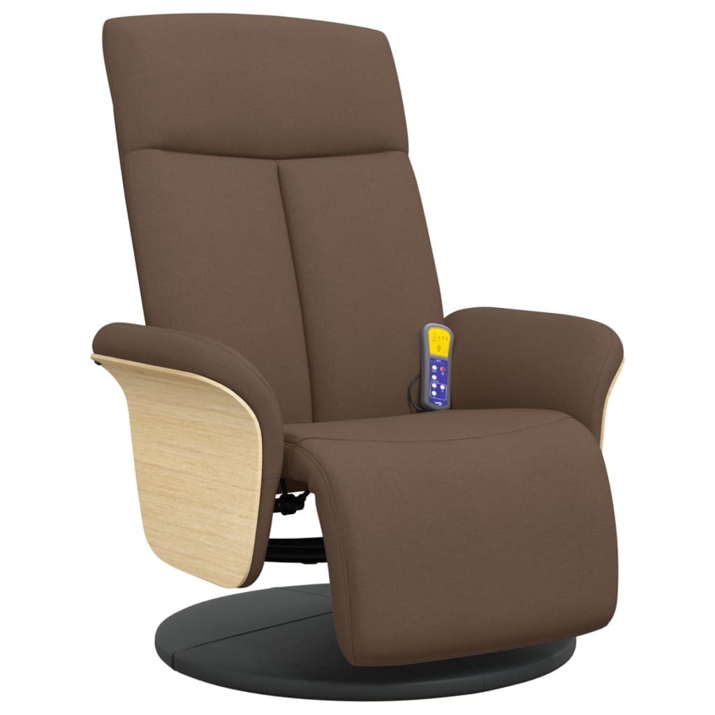 vidaXL Massagesessel mit Fußteil Braun Stoff
