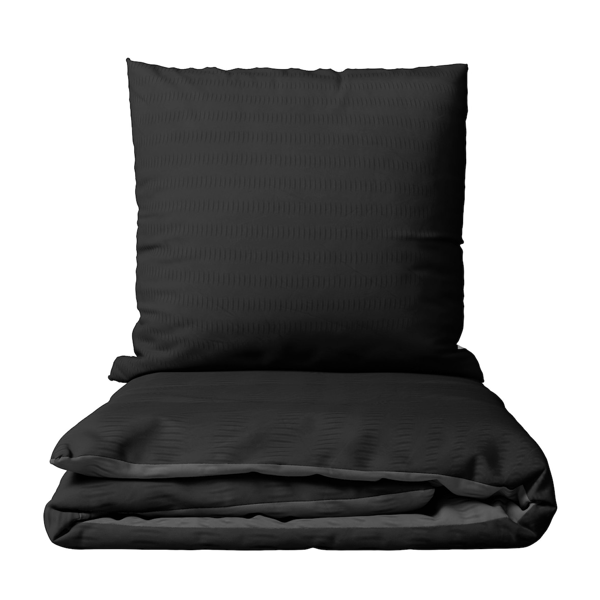Bettwäsche 200x200 cm Seersucker Schwarz Anthrazit Wendeseite Atmungsaktiv