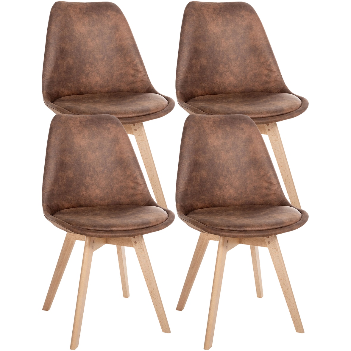 Lot de 4 chaises de salle à manger Linares Marron/Similicuir