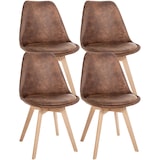 thumbnail of Lot de 4 chaises de salle à manger Linares Marron/Similicuir