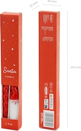 thumbnail of 2 Spitzkerzen Paraffin 25cm - Kerzen Weihnachtsmann Weihnachtskerzen Adventskerzen Stabkerzen Tafelkerzen Tischkerzen Dekokerzen Kerzenfigur Rot Weiß