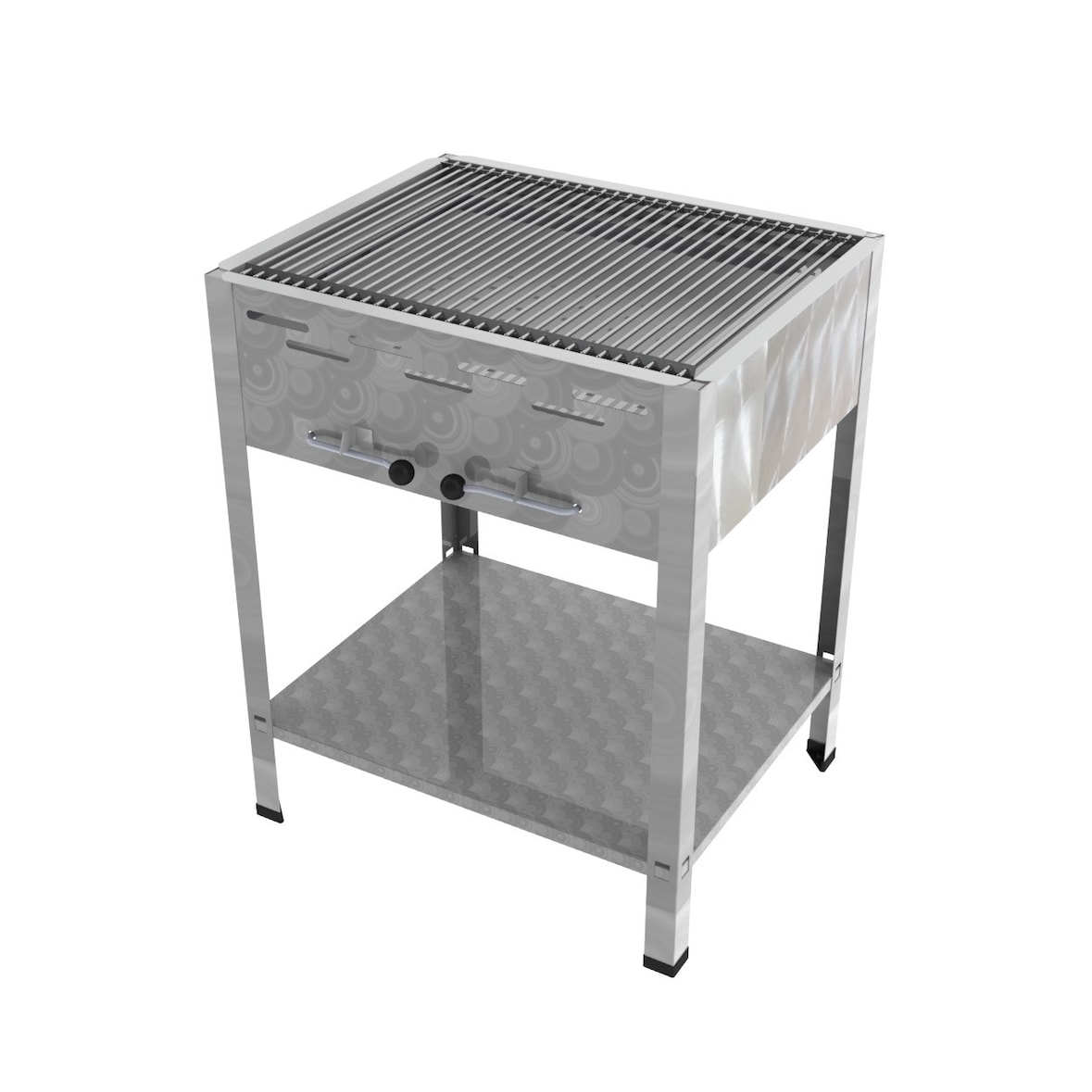 ChattenGlut Professional 3er Holzkohle Bräter Standgerät Grill mit Einzelne Edelstahlstäbe als Rost 650X530x800mm