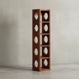 thumbnail of Weinregal MUMBAI Massiv-Holz Sheesham Flaschen-Regal Wandmontage für 5 Flaschen Holzregal modern mit Ablage 70