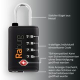 thumbnail of TSA-Zahlenschloss 4er-Set mit 4-stelliger Kombination, kompaktes Vorhängeschloss mit Bügel aus Stahl, Schwarz