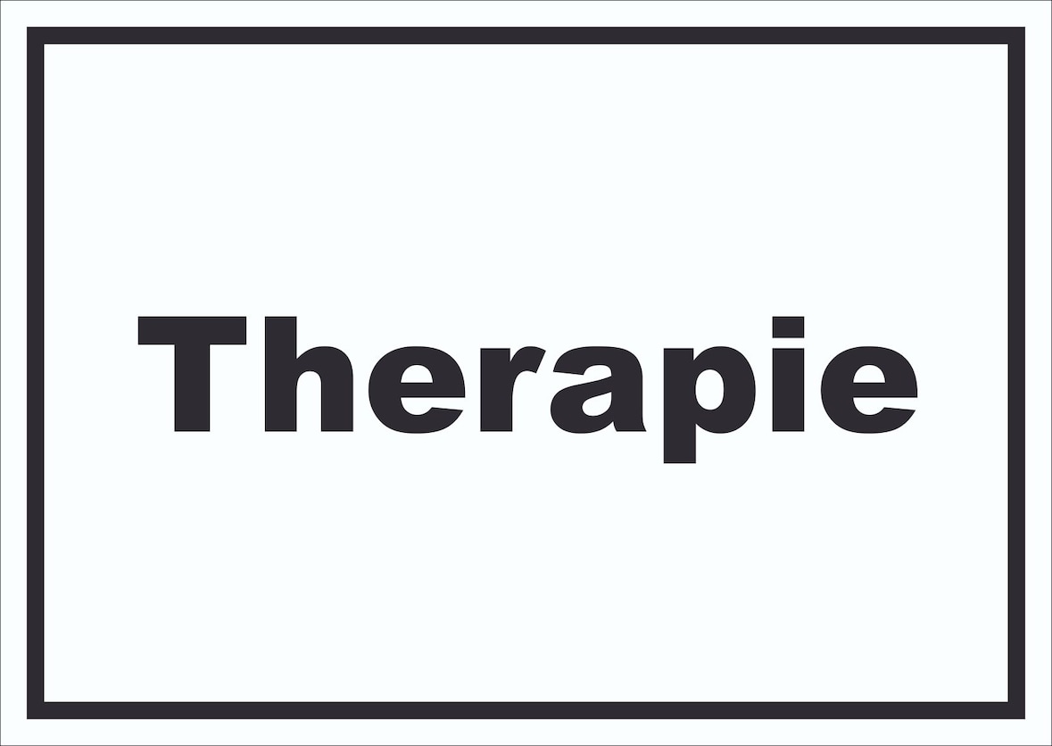Therapie Schild mit Text Raum Behandlung waagerecht A6 Rückseite selbstklebend