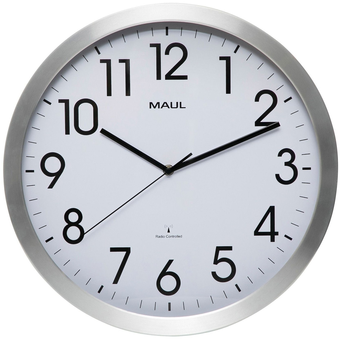 Wanduhr Maulmove 40cm Funkuhr aluminium Packung mit 6 Stück