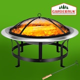 thumbnail of GARDEBRUK® Feuerschale mit Funkenschutz Schürhaken Edelstahl Ø75cm Feuerstelle Feuerkorb Terrassenofen Grill Garten